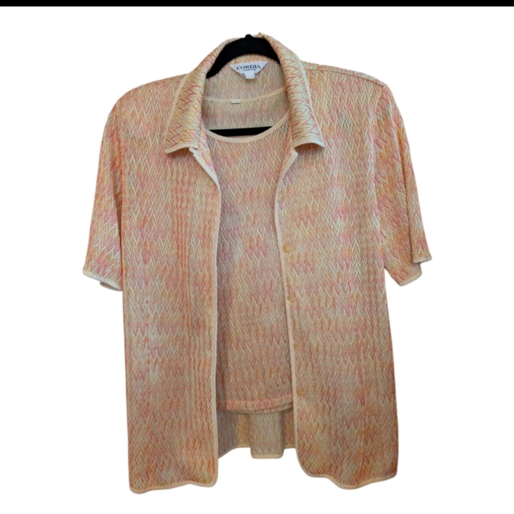 VTG Cordia Collection Pastel Chevron Twin Set 2 Pieces Small/Medium - Picture 13 of 13